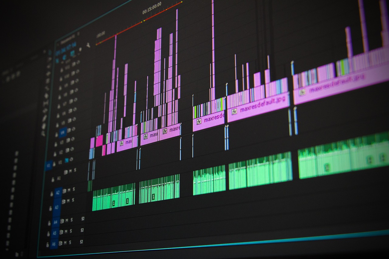 Editor adjusting AI motion controls on a computer screen in a video editing studio