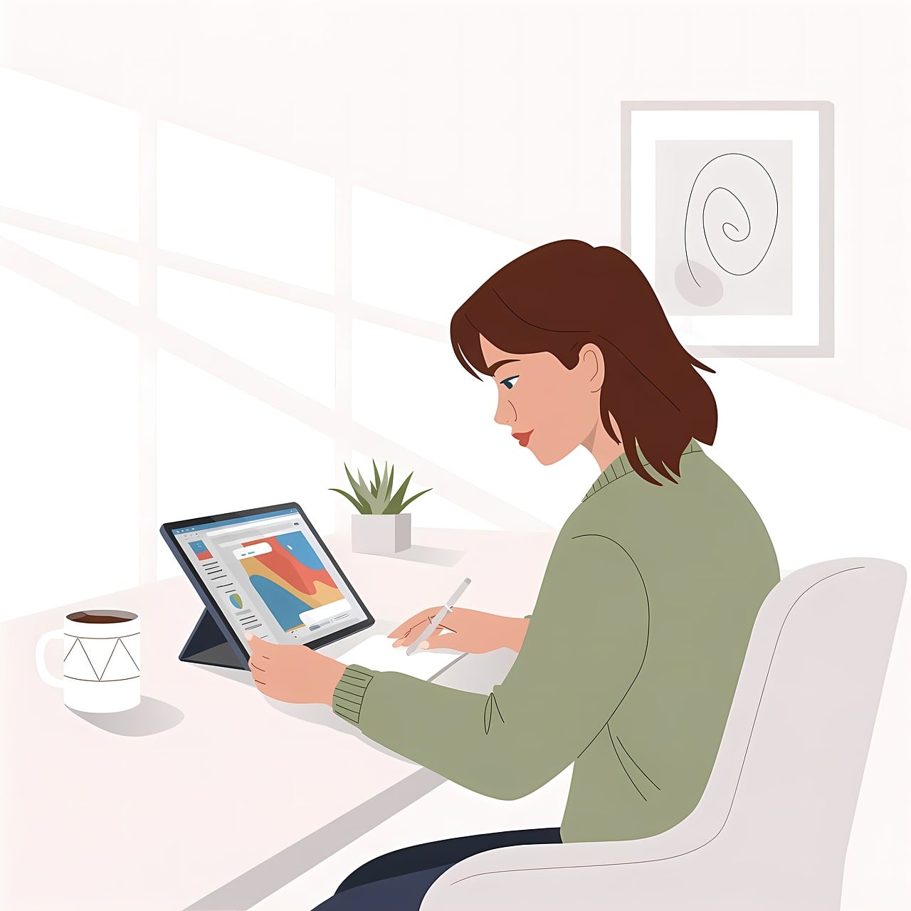 A person points at a computer screen showing several AI generated landscape images.