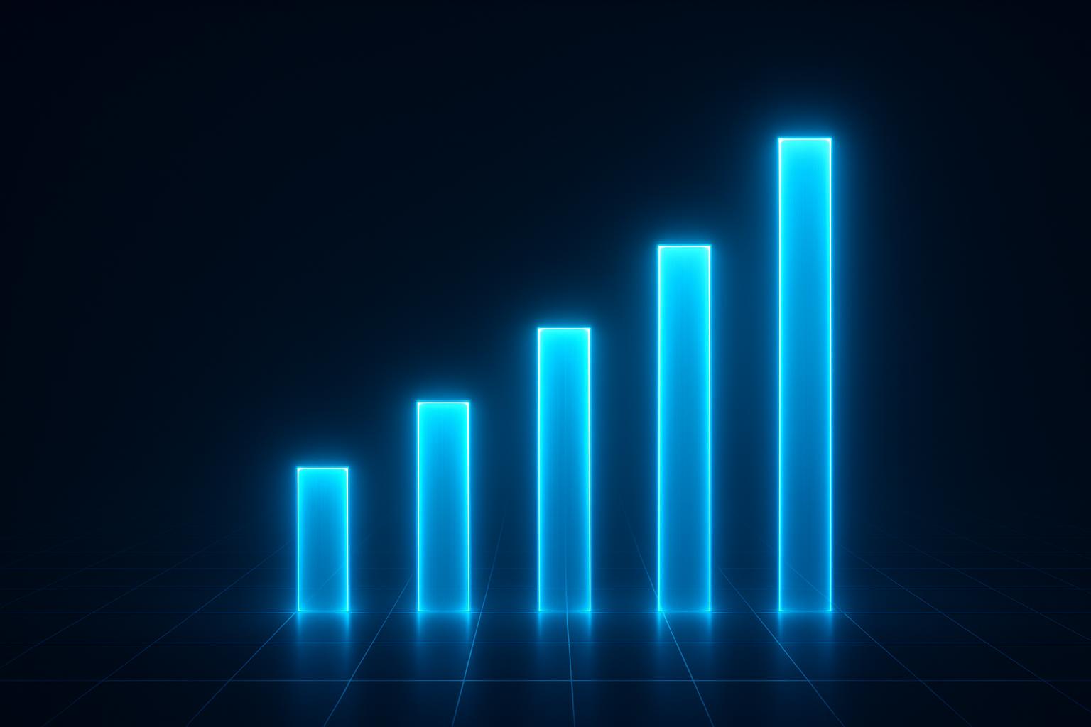 Abstract glowing bar chart visualization representing productivity data